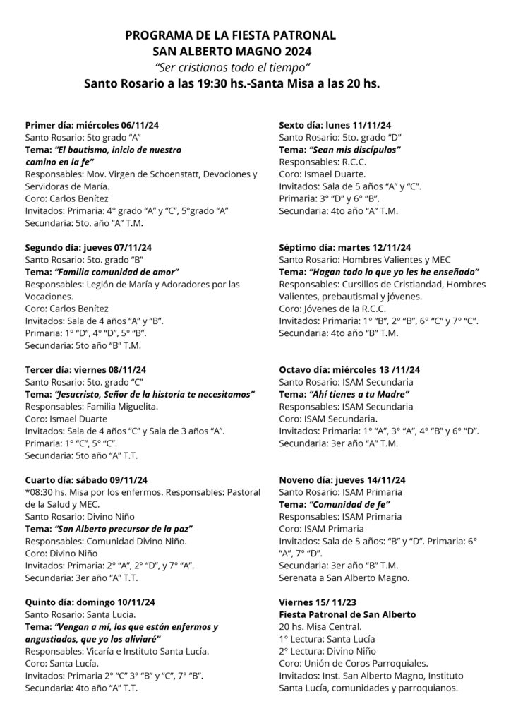 programa fiesta patronal 2024
